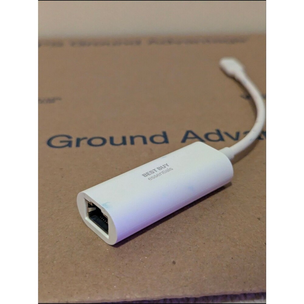 Best Buy essentials USB-C to Ethernet Adapter White Network Dongle